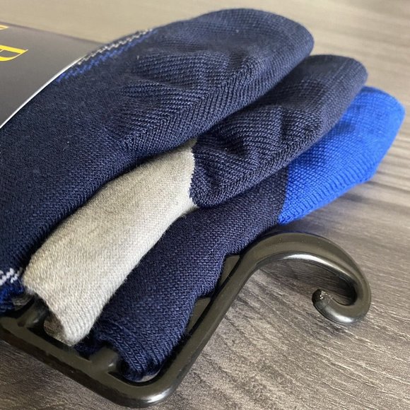 Polo Ralph Lauren Casual Dress Socks 3-Pair Navy Blue Grey Solid Diamond Pack - Picture 7 of 10